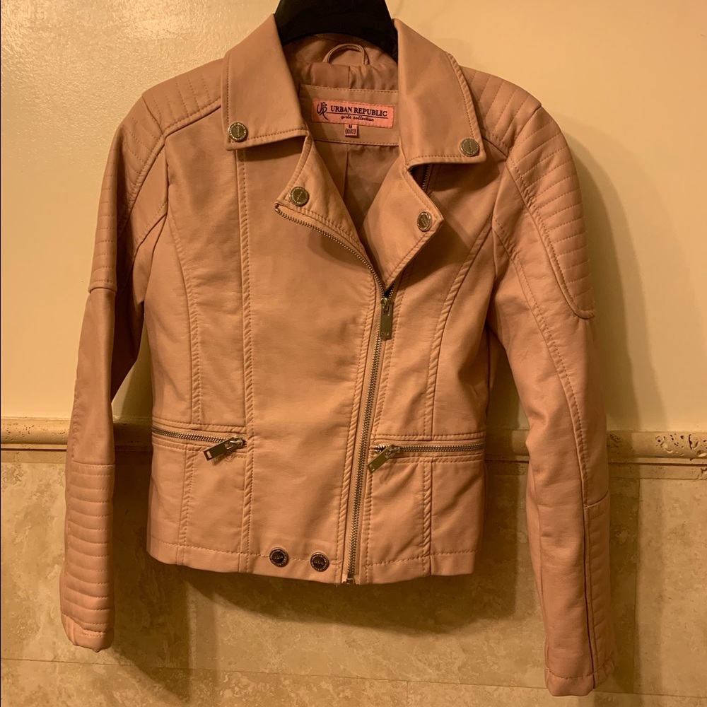 Pink Faux leather girls M 10/12 jacket